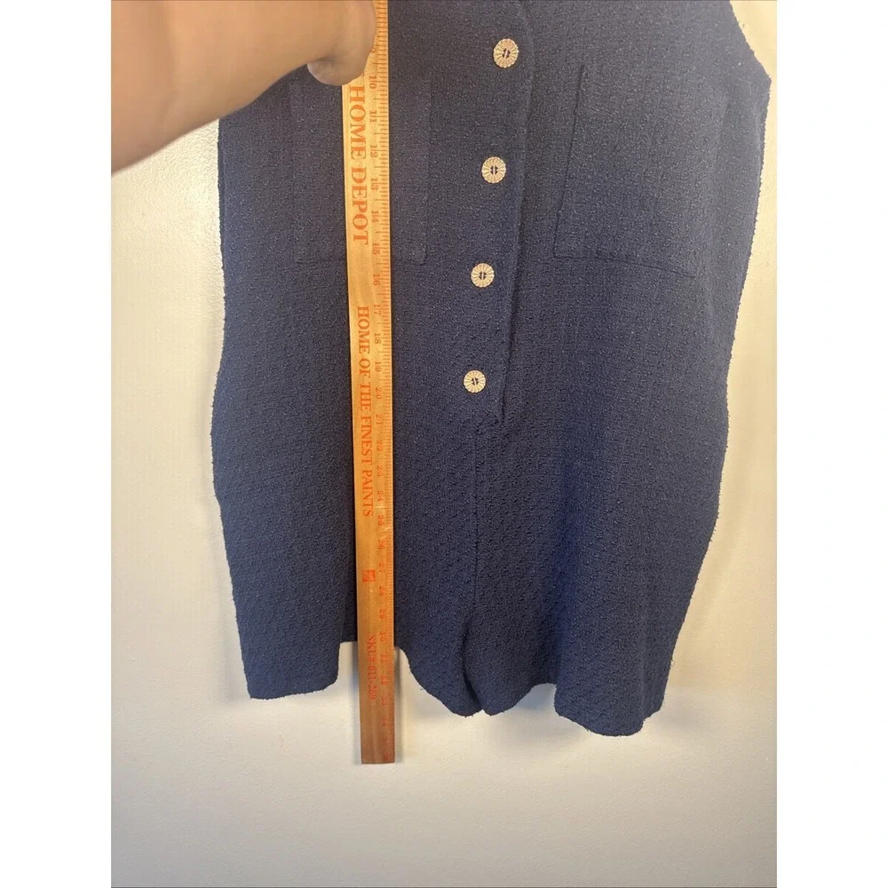 Pomander Place Tuckernuck Navy Blue Textured Myla Romper Women's Size XL